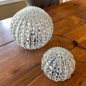 Set of two, 8” and 5” crystal beaded globe lights from Pottery barn